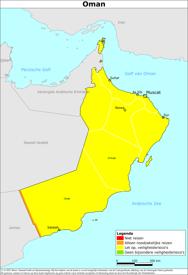 reisadvies kaart Oman