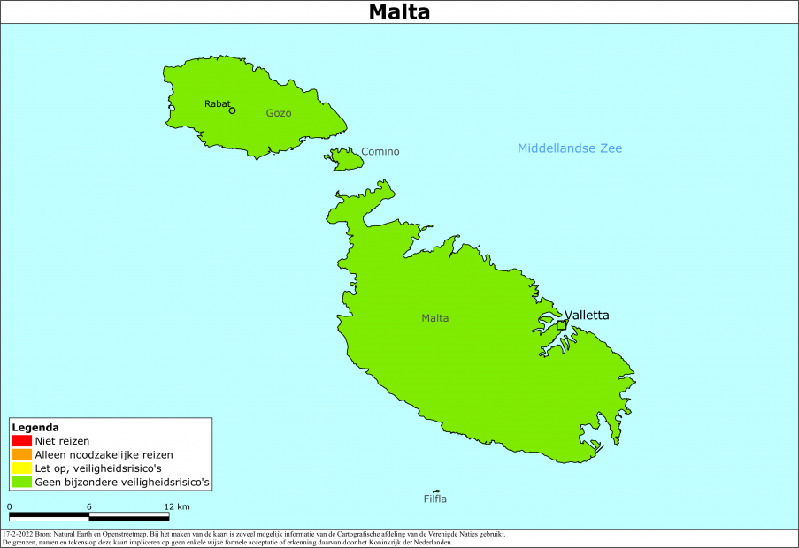 reisadvies kaart Malta