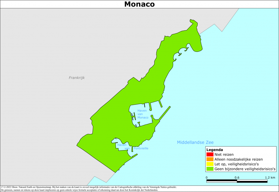 reisadvies kaart Monaco