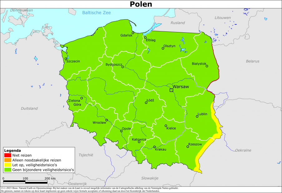 reisadvies kaart Polen