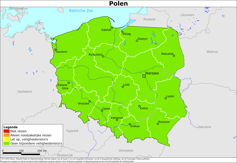 reisadvies kaart Polen