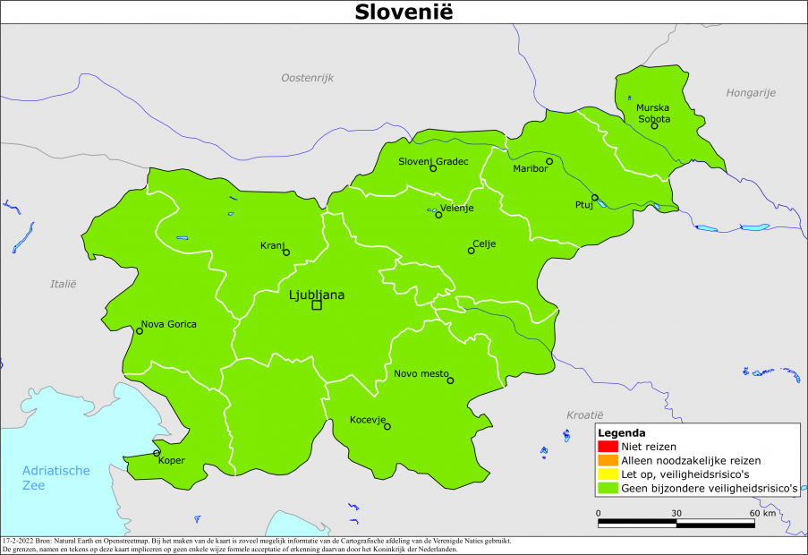 reisadvies kaart Slovenië