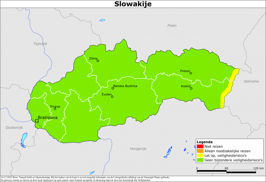 reisadvies kaart Slowakije