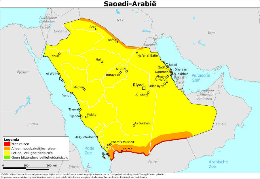 reisadvies kaart Saoedi-Arabië