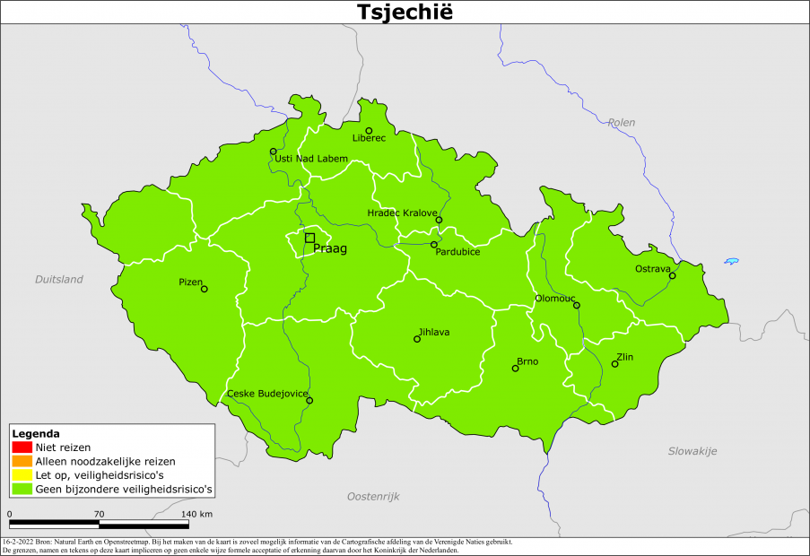 reisadvies kaart Tsjechië