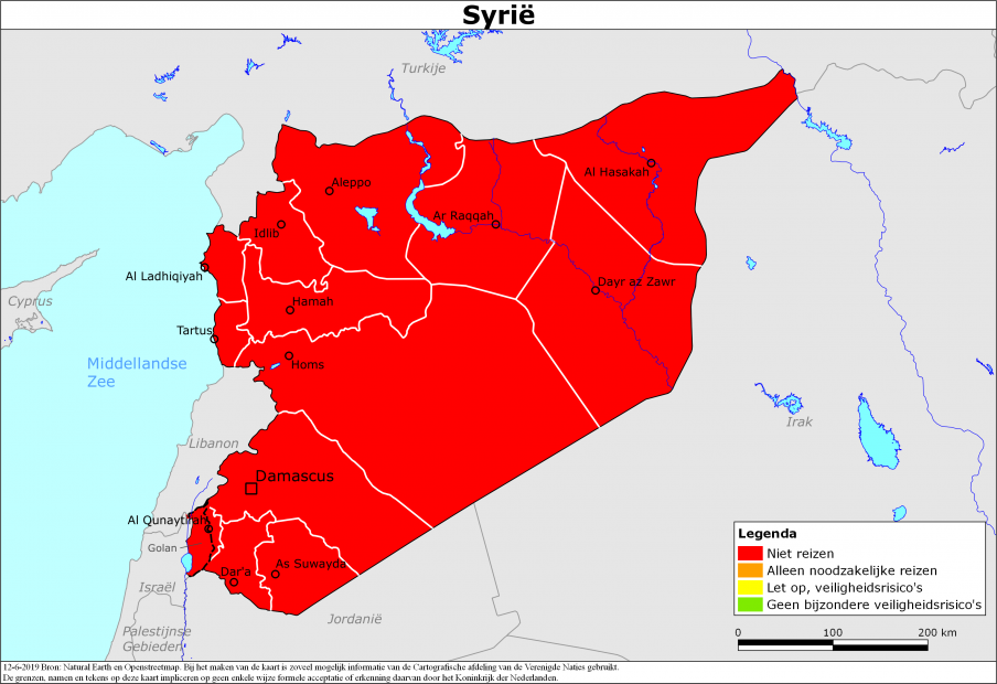 reisadvies kaart Syrië