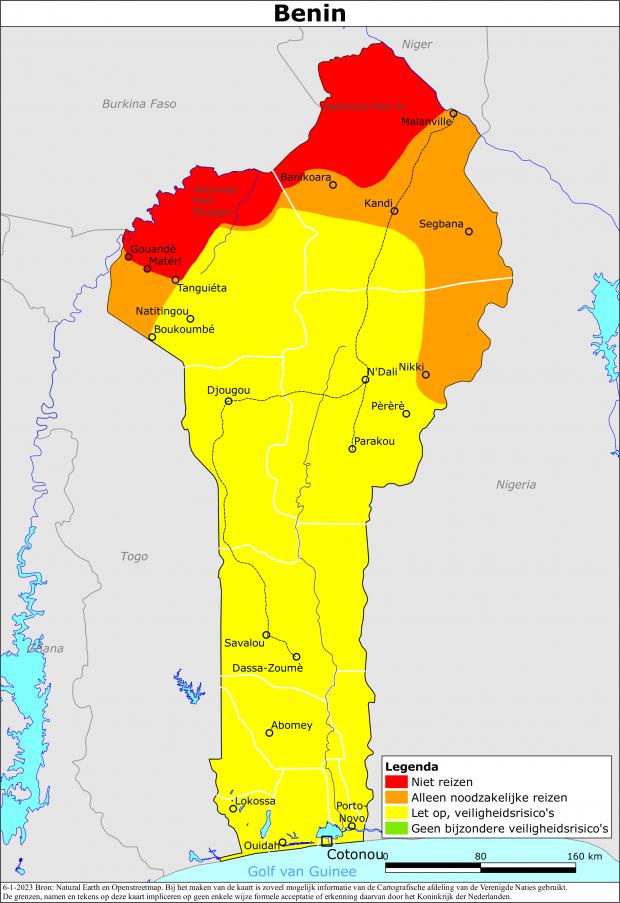 reisadvies kaart Benin