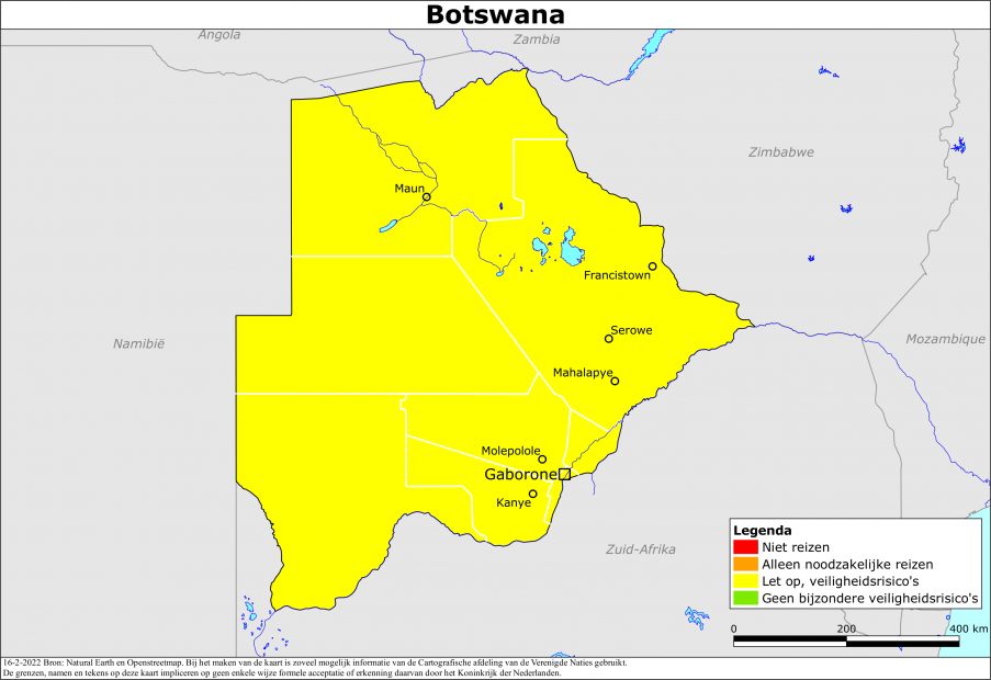 reisadvies kaart Botswana