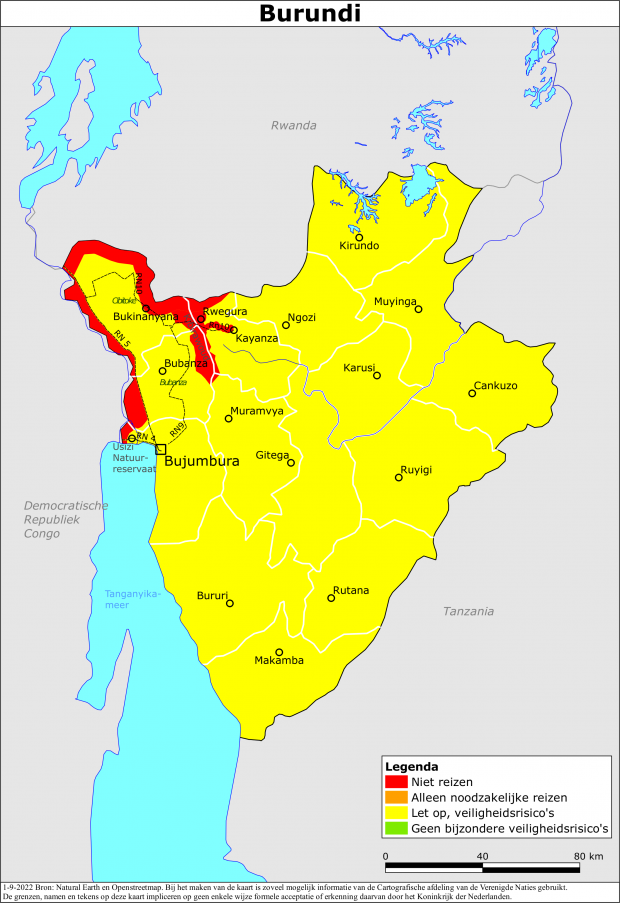 reisadvies kaart Burundi