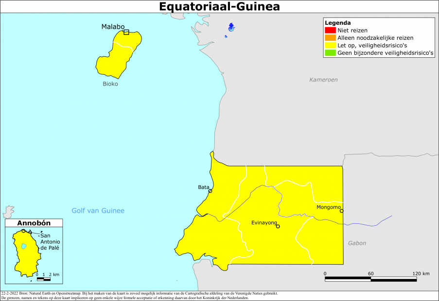 reisadvies kaart Equatoriaal-Guinee