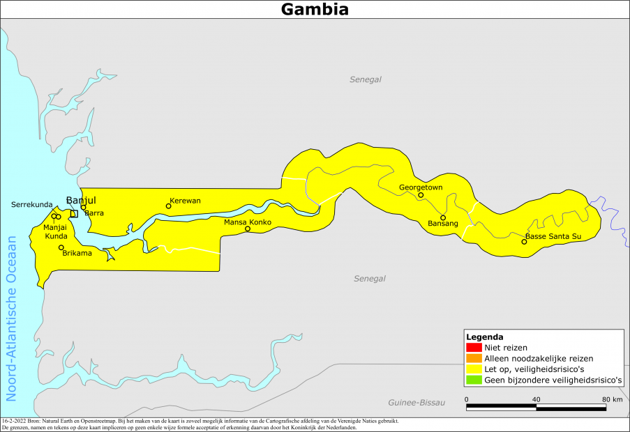 reisadvies kaart Gambia
