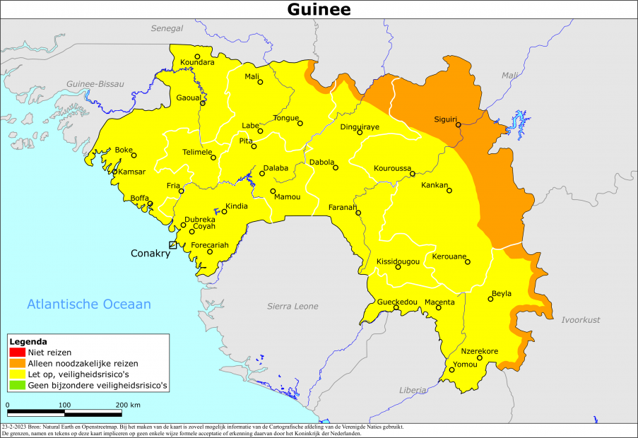 reisadvies kaart Guinee