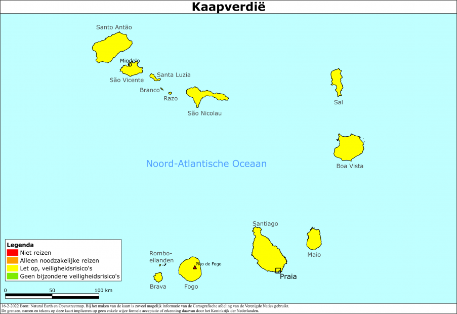 reisadvies kaart Kaapverdië