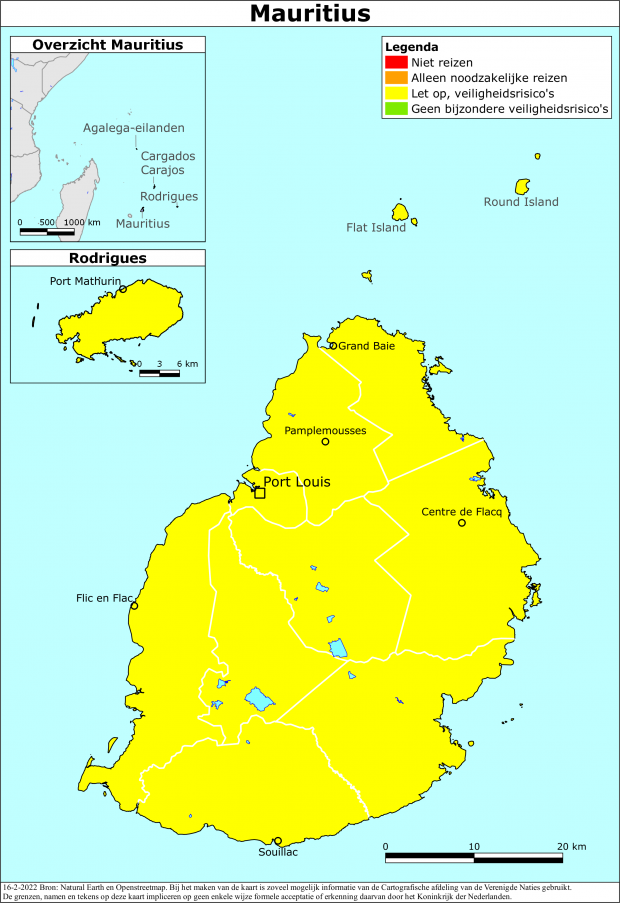 reisadvies kaart Mauritius