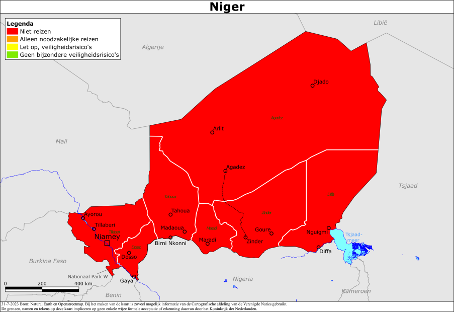 reisadvies kaart Niger