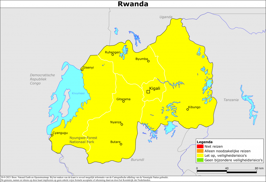 reisadvies kaart Rwanda