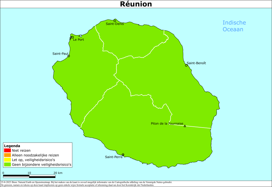 reisadvies kaart Réunion