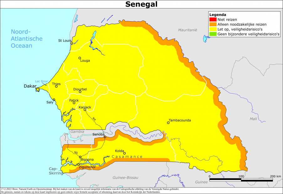 reisadvies kaart Senegal