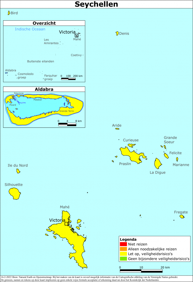 reisadvies kaart Seychellen