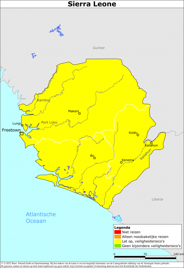 reisadvies kaart Sierra Leone