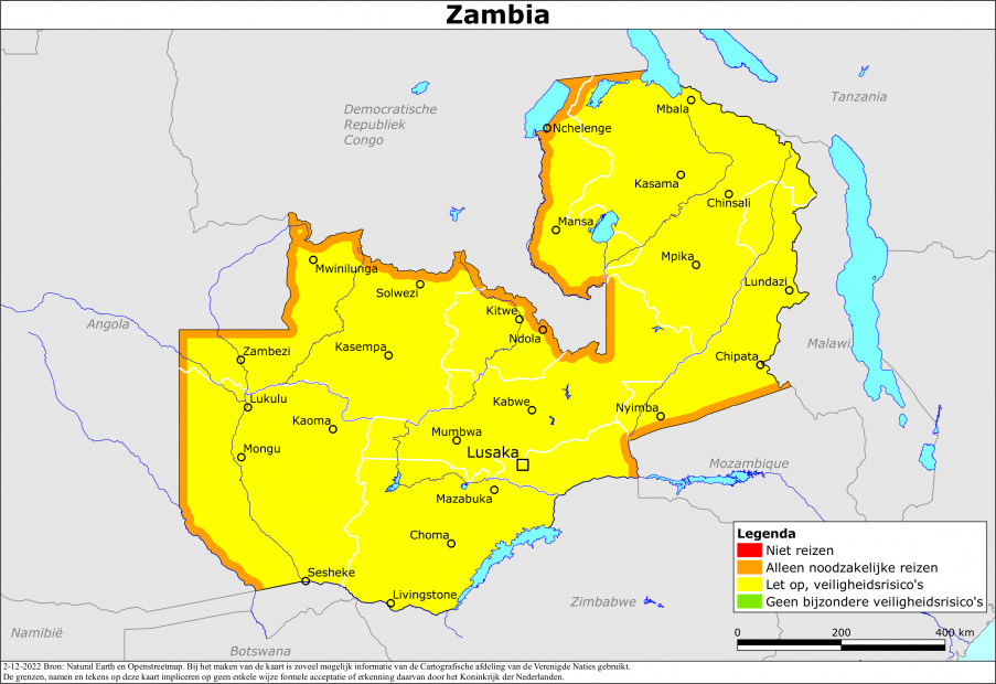 reisadvies kaart Zambia